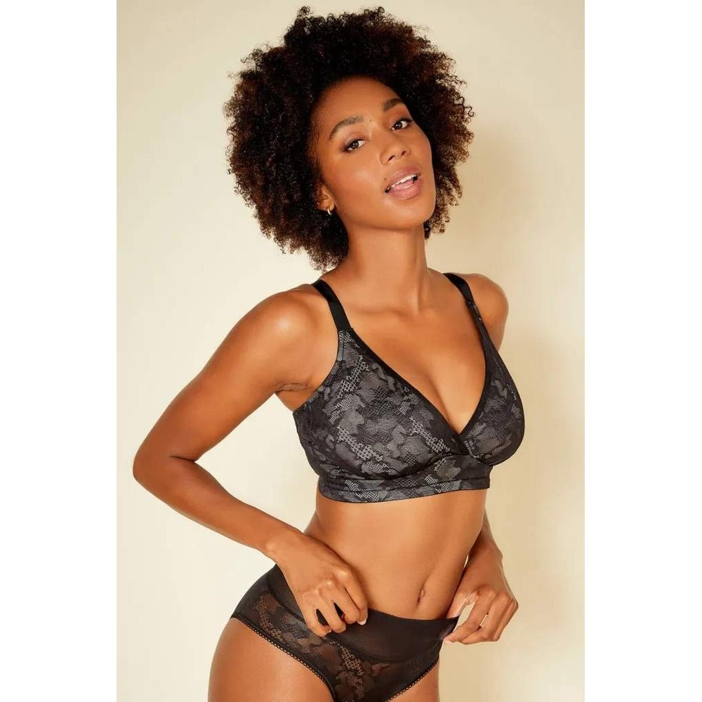 Cosabella Forza Luxury Lace Curvy Bralette Black Wireless Seamless Support